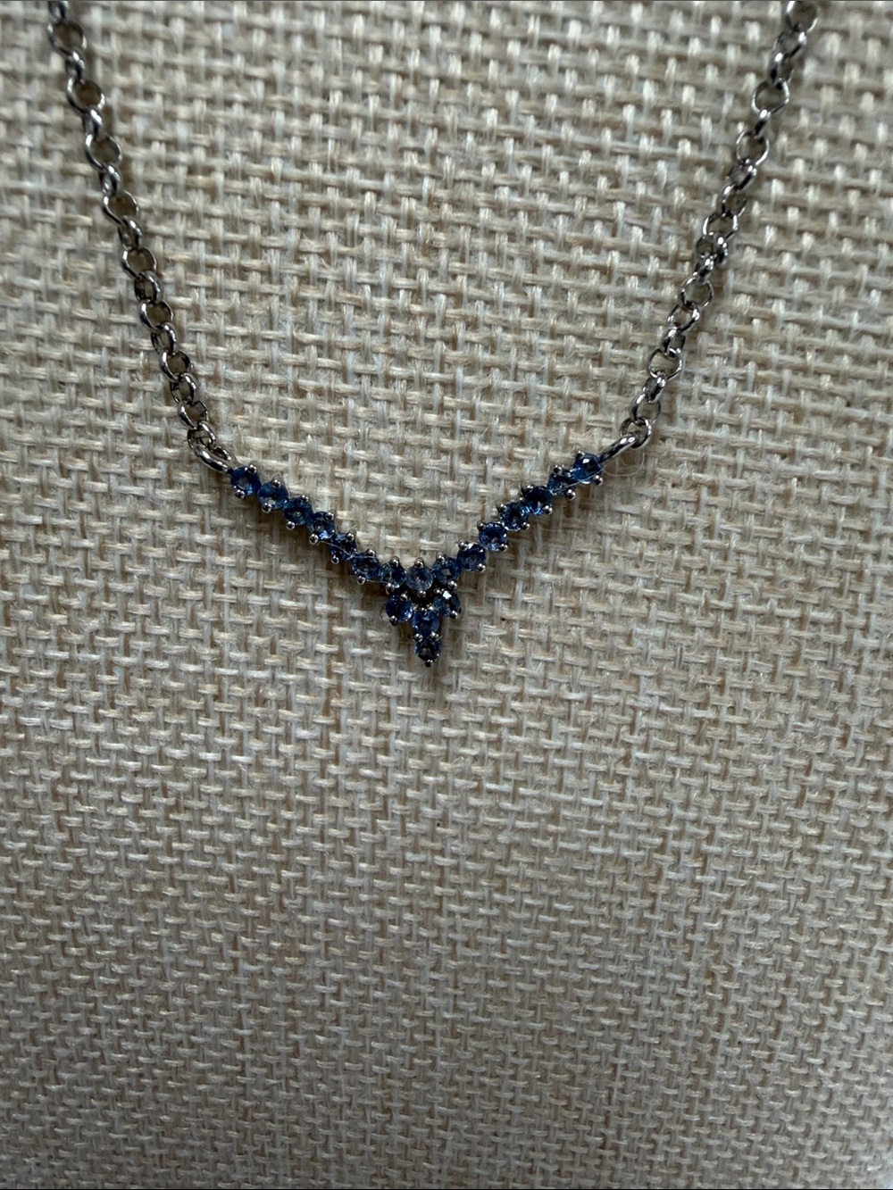 Sterling Silver Blue Sapphire V-Point Necklace